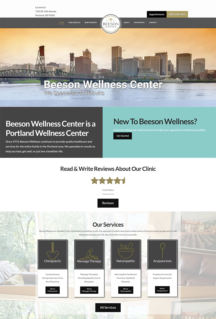 Beeson Wellness Center website homepage